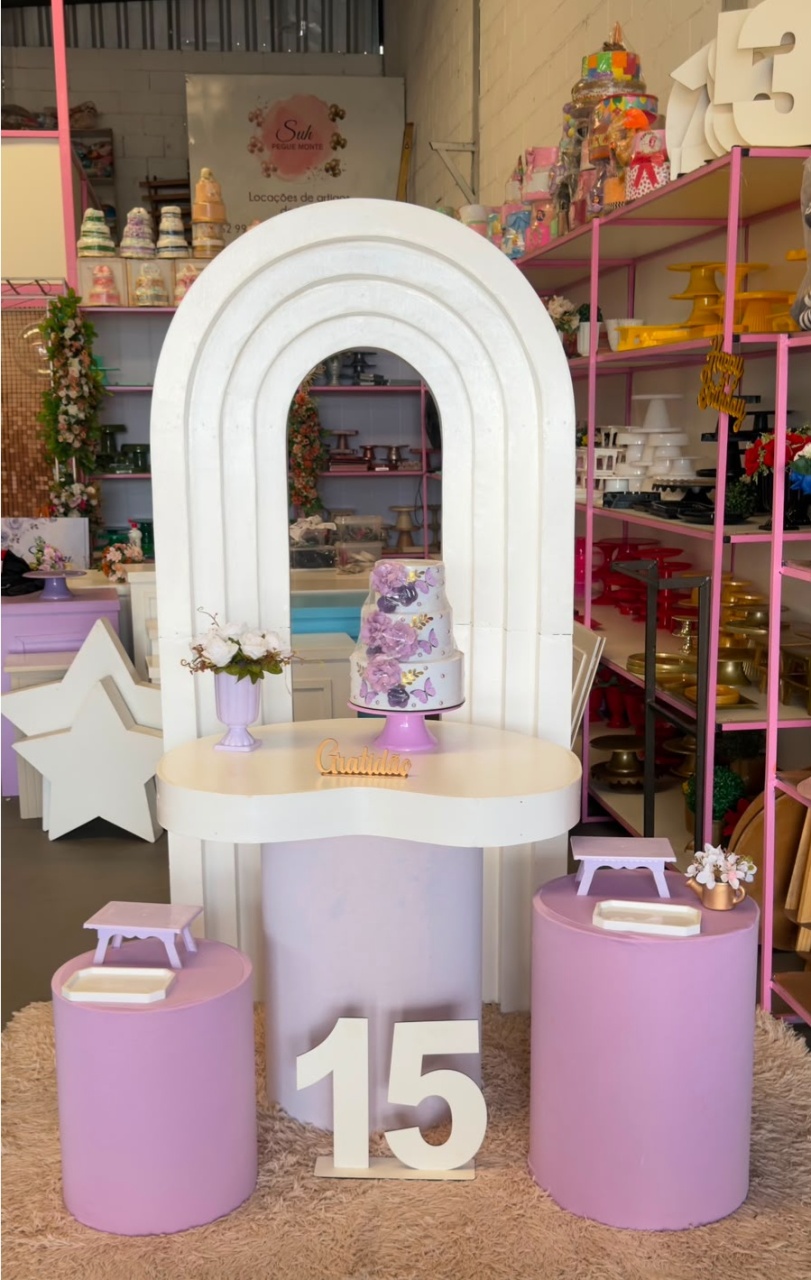 Painel Portal 3D + Cilindros Organico Lilas - suh pegue monte 