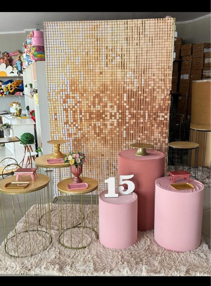 Retangular Dourado + Bj Dourada E Cilindros Rose  - suh pegue monte 