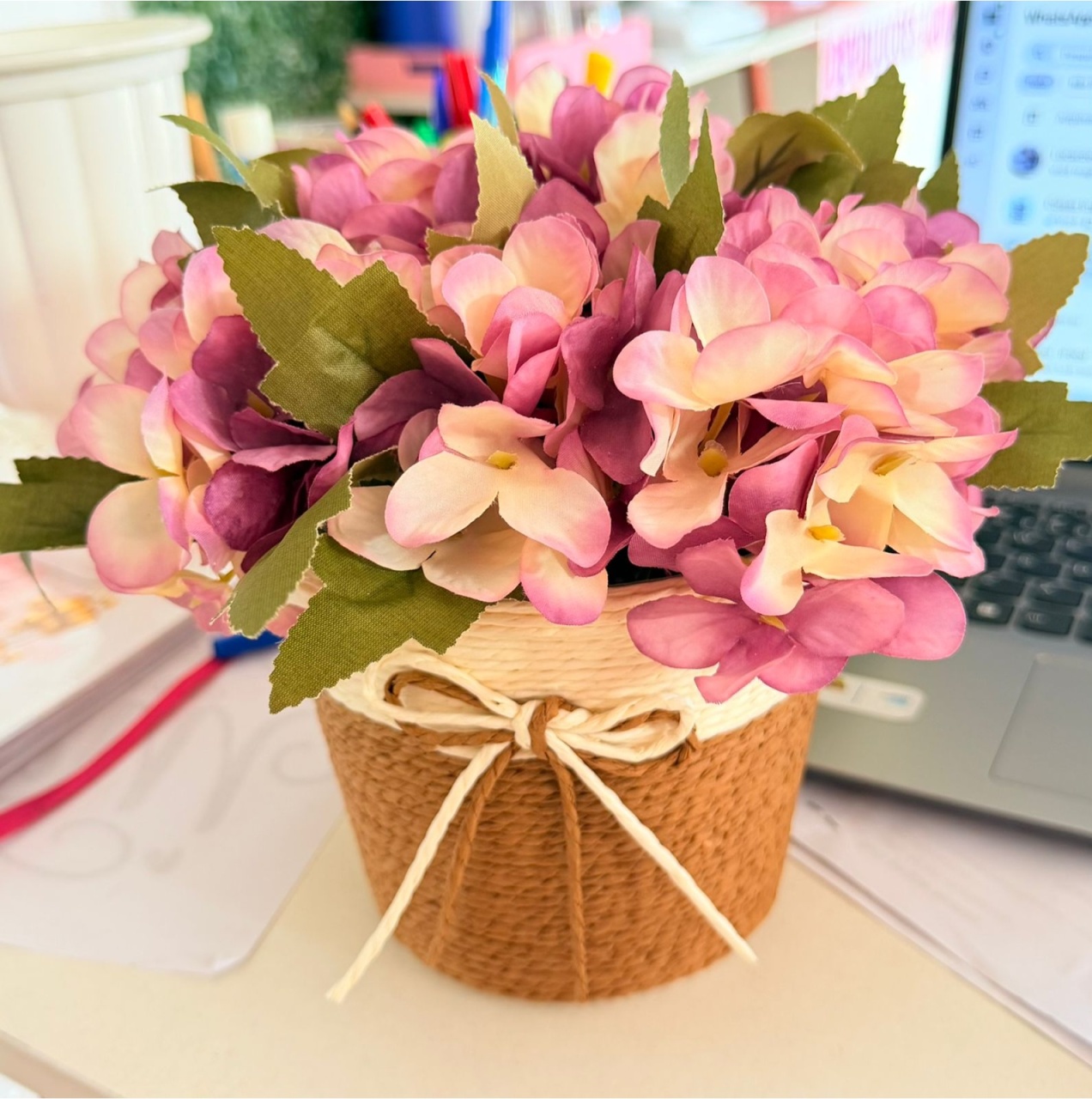 Vaso de Mesa Rustico P + Flor Simples Lilas - suh pegue monte 