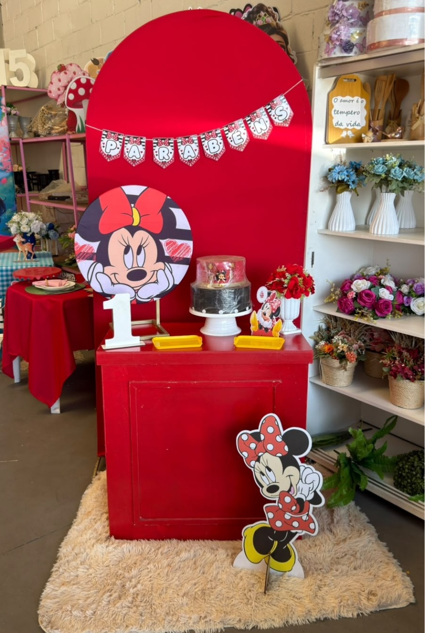 Romano Vermelho + Festa Na Mesa Minnie Com Bomber Vermelho - suh pegue monte 