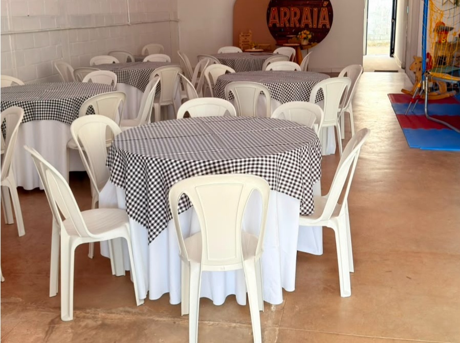 Forro de Mesa 6 Lugares Redondo ( Branco) - suh pegue monte 