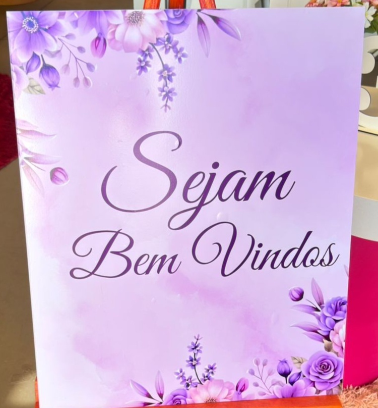 Placa Sejam Bem Vindo 3 (Lilas) ( Sem Cavalete) - suh pegue monte 