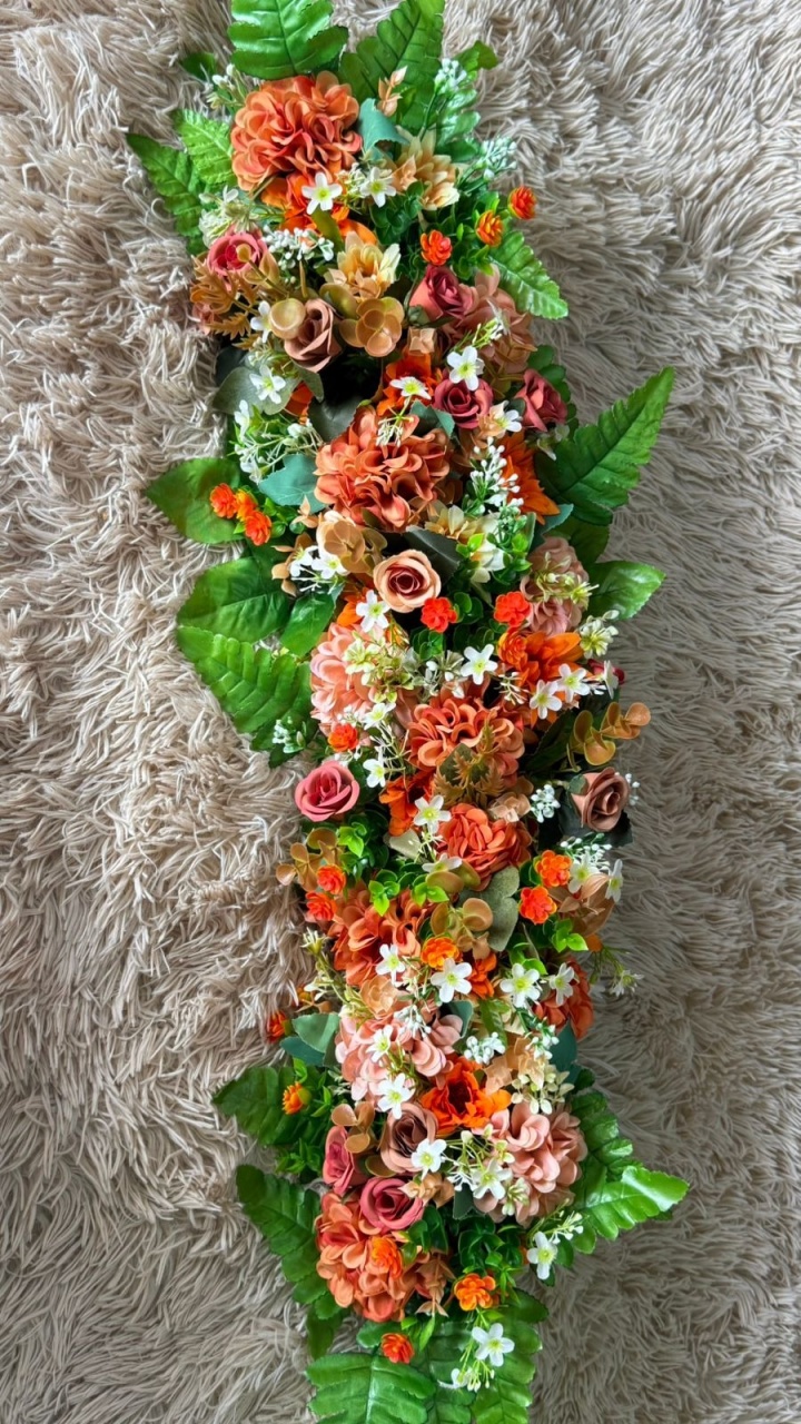  Arranjo de Flores P/ Painel Laranja E Nude (G)    - suh pegue monte 