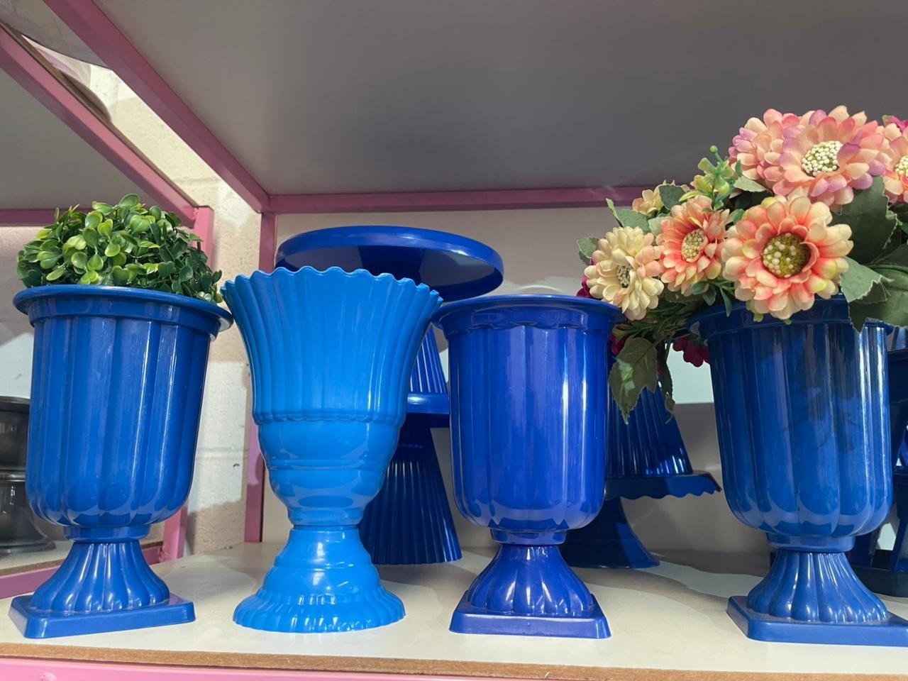 Vasinho Azul Escuro Com Buchinha/Flor           - suh pegue monte 