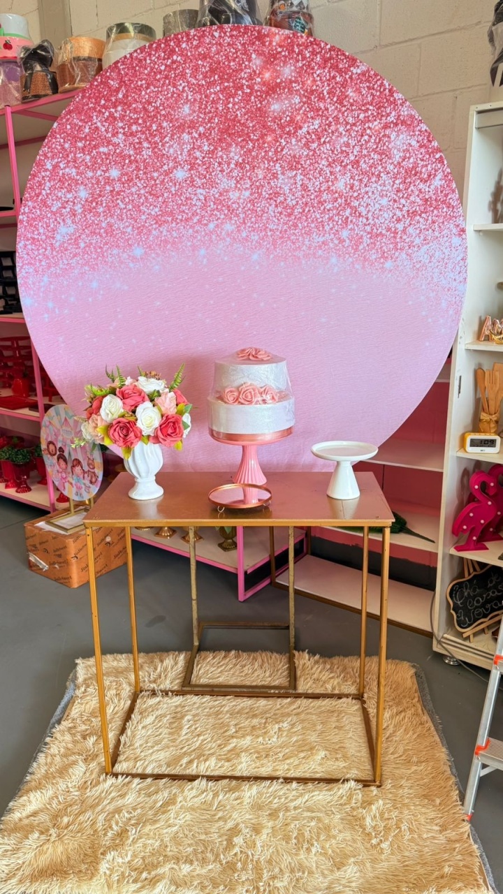 Rosa Glitter + Mesa G Dourada  - suh pegue monte 