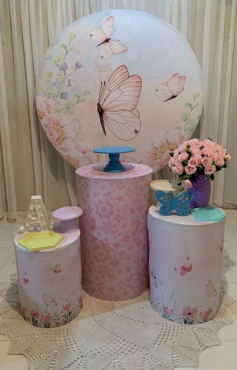 Kit Prata Borboleta Rosa - AMORETTO LOCAÇÕES