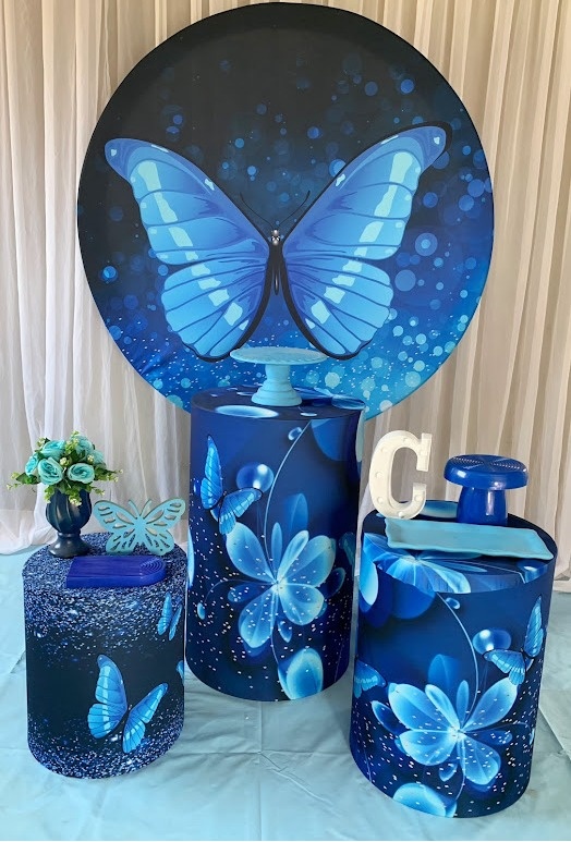 Kit Prata Borboleta Azul 1 - AMORETTO LOCAÇÕES