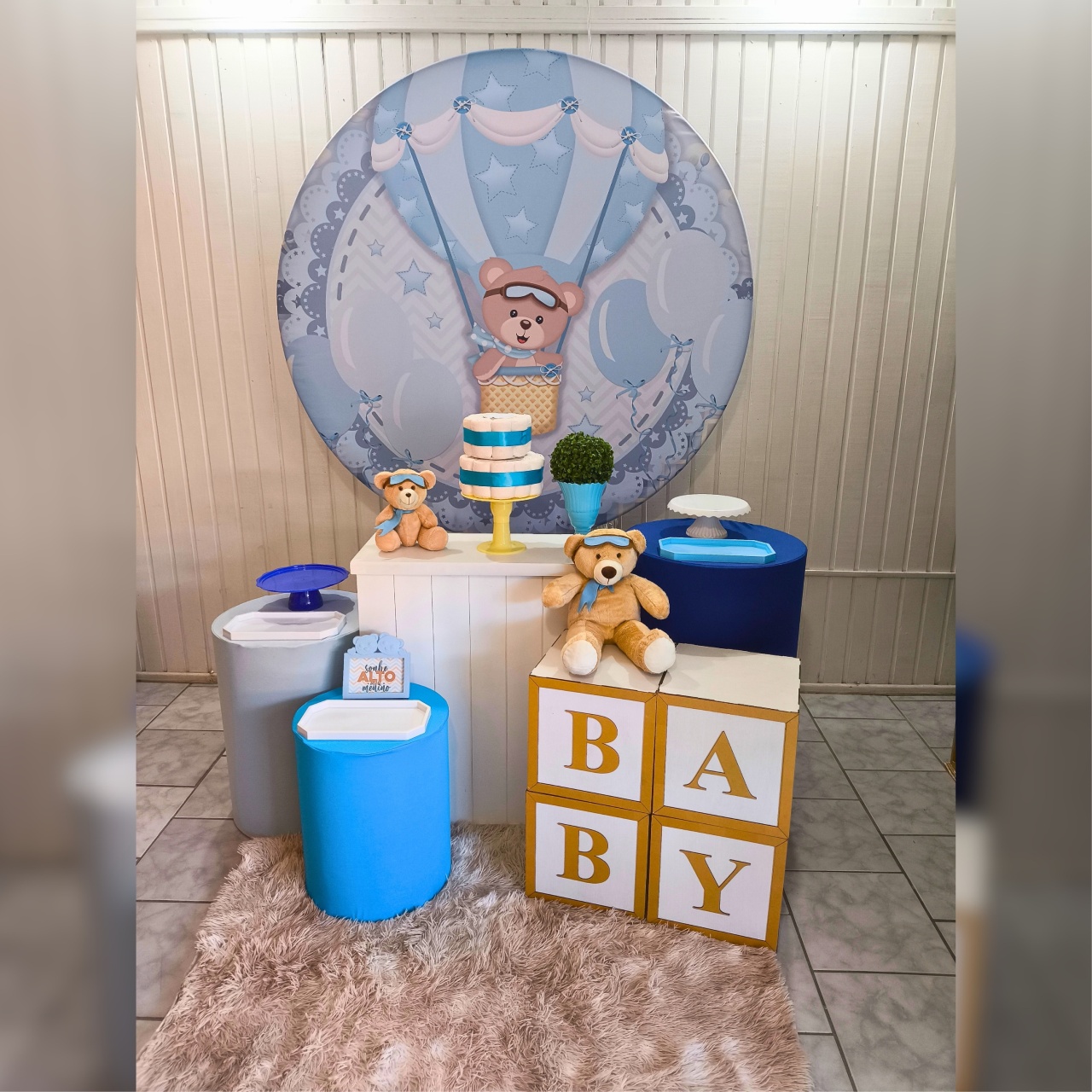 Kit Ouro Cha de Fraldas Urso Baloeiro - Malufestafacil