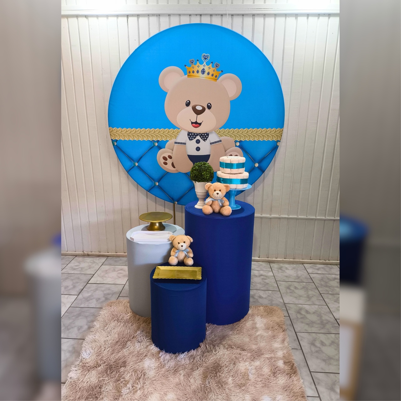 Kit Prata  Cha de Bb Urso Realeza  - Malufestafacil