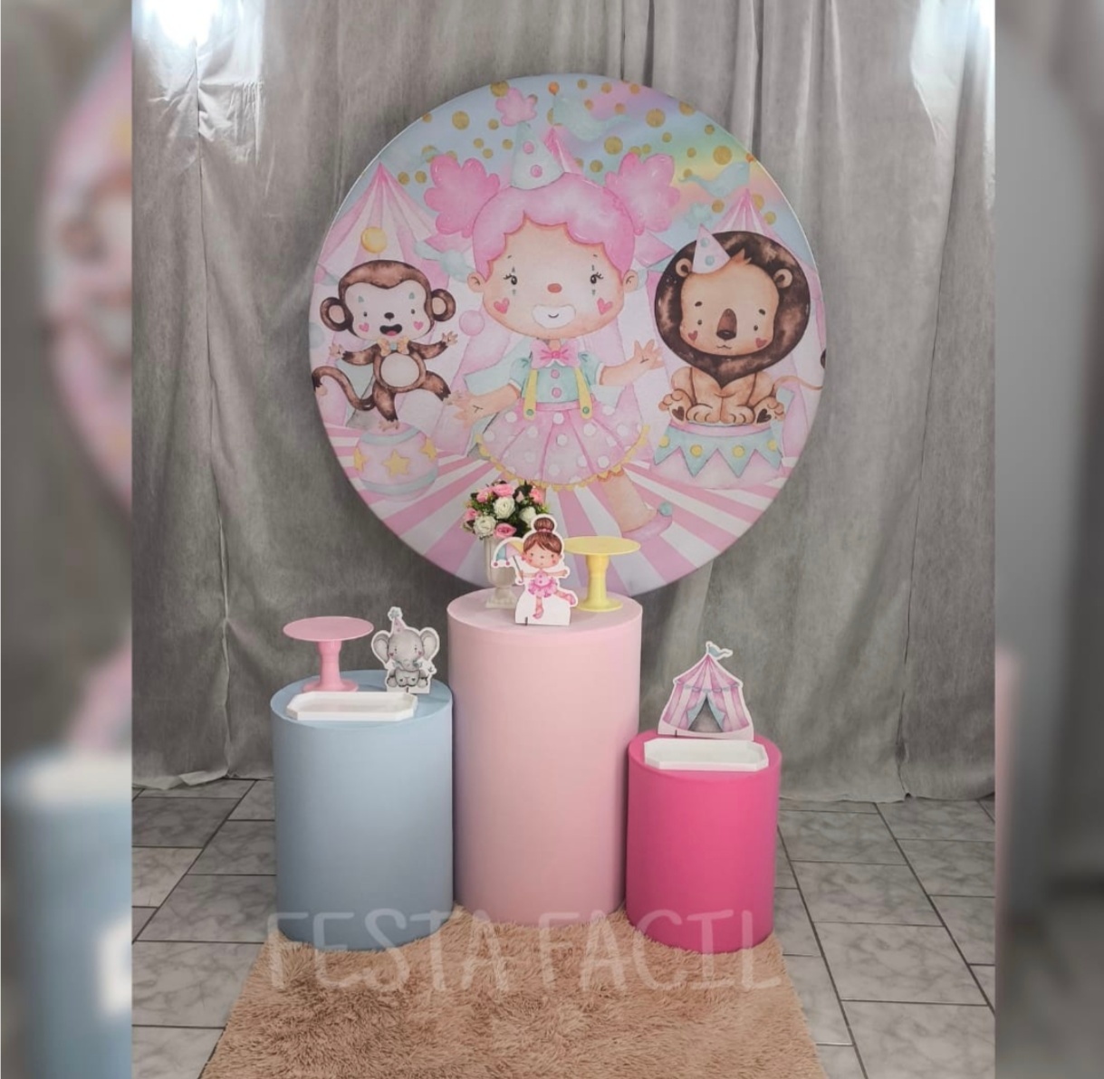 Kit Prata Circo Rosa - Malufestafacil