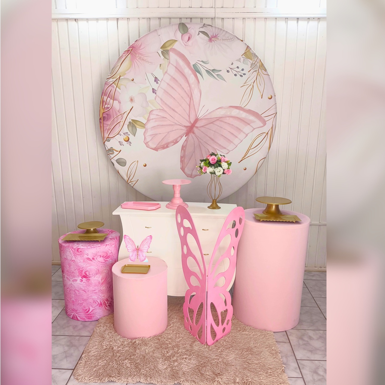 Kit Ouro Borboleta Rosa - Malufestafacil