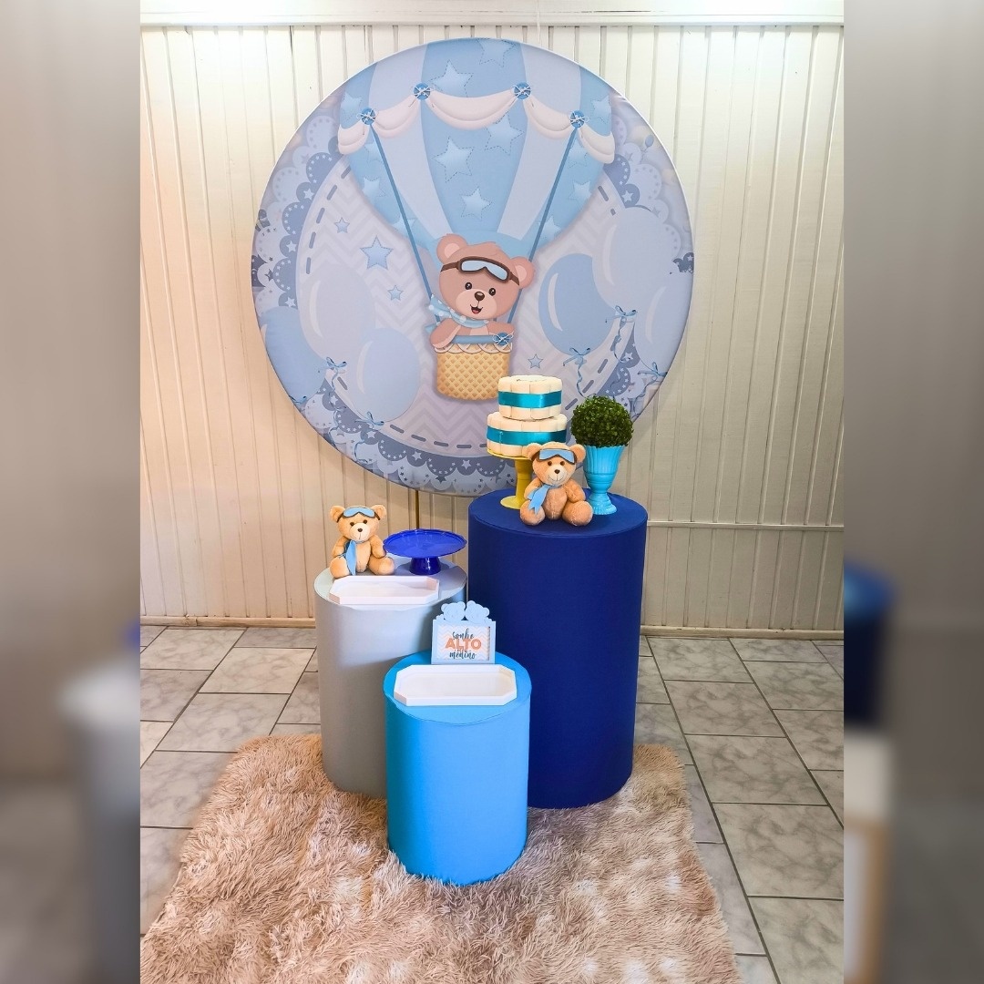 Kit Prata  Cha de Bb Urso Baloeiro  - Malufestafacil