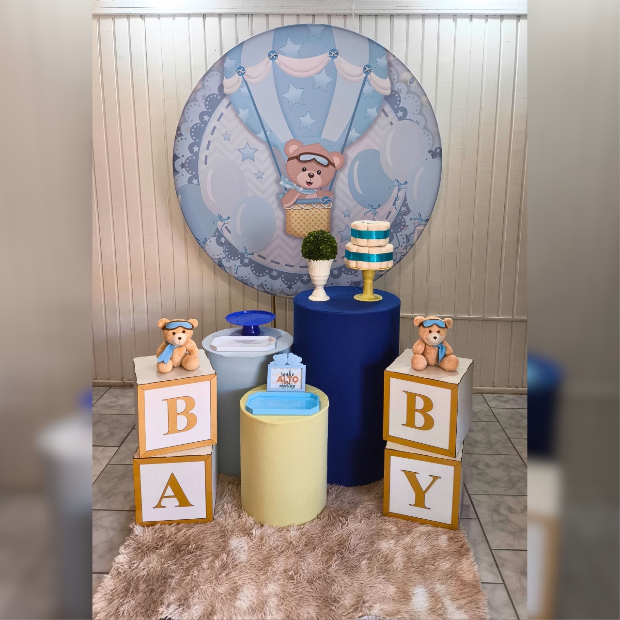 Kit Prata2 Cha de Fraldas Urso Baloeiro - Malufestafacil