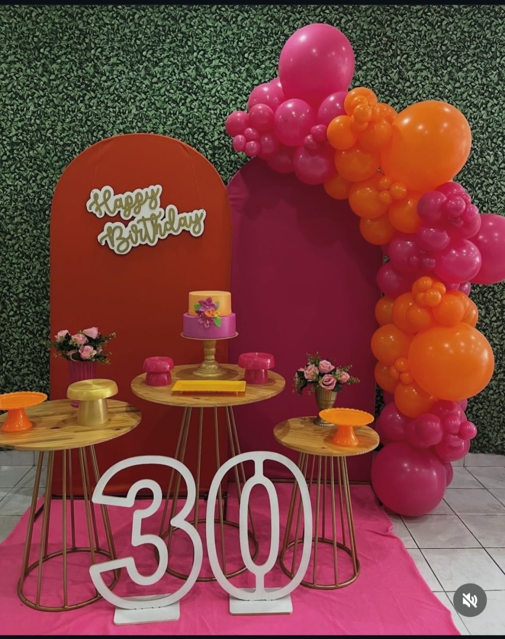Happy Birthday Pink Com Dourado Luxo+ Balões + Números - Preciosa Festas