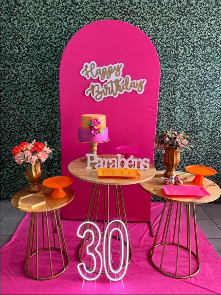Happy Birthday Pink Com Dourado Luxo - Preciosa Festas