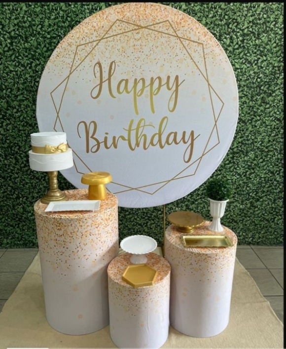 Happy Barthday Dourado E Branco - Preciosa Festas