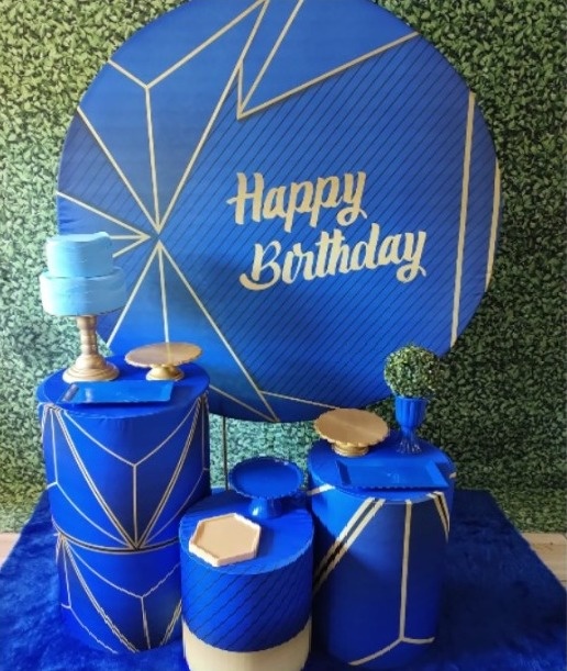 Happy Birthday Azul E Dourado - Preciosa Festas