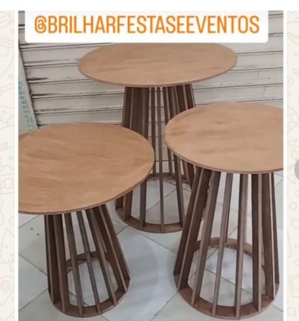 Trio de Mesas Ripadas Rústica - Brilhar Festas e Locações