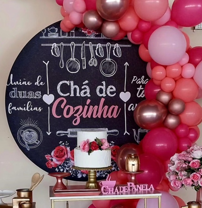 Painel Redondo Chá de Cozinha - Brilhar Festas e Locações