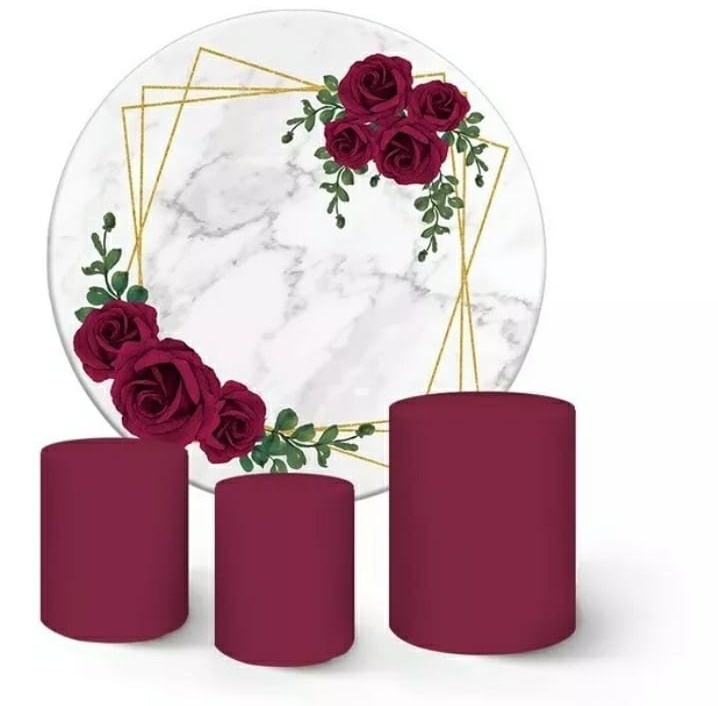 Kit  Capas  Floral Marsala - Brilhar Festas e Locações