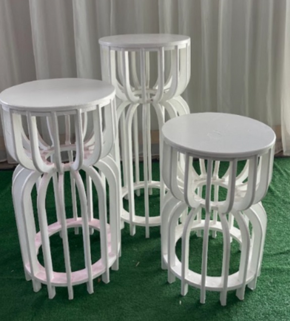 Trio Mesas Ampulhetas Brancas - Brilhar Festas e Locações