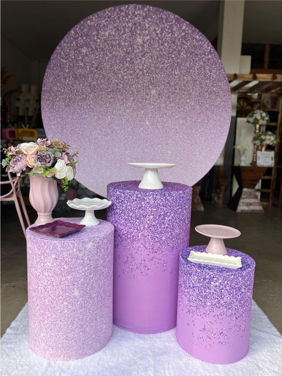 Kit Painel E Capas Glitter Lilas - Brilhar Festas e Locações