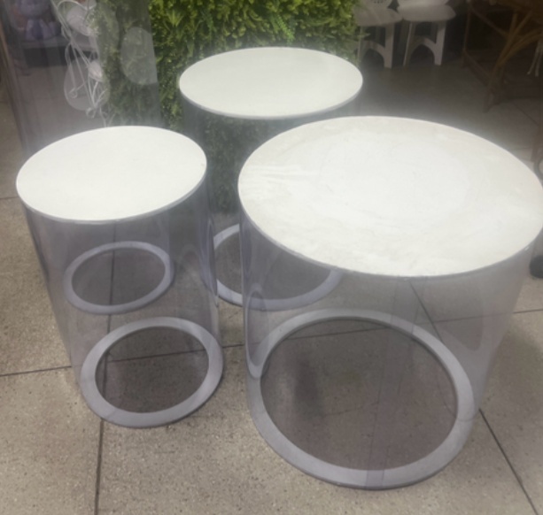 Trio Cilindro Acetato Tampo Branco - Brilhar Festas e Locações