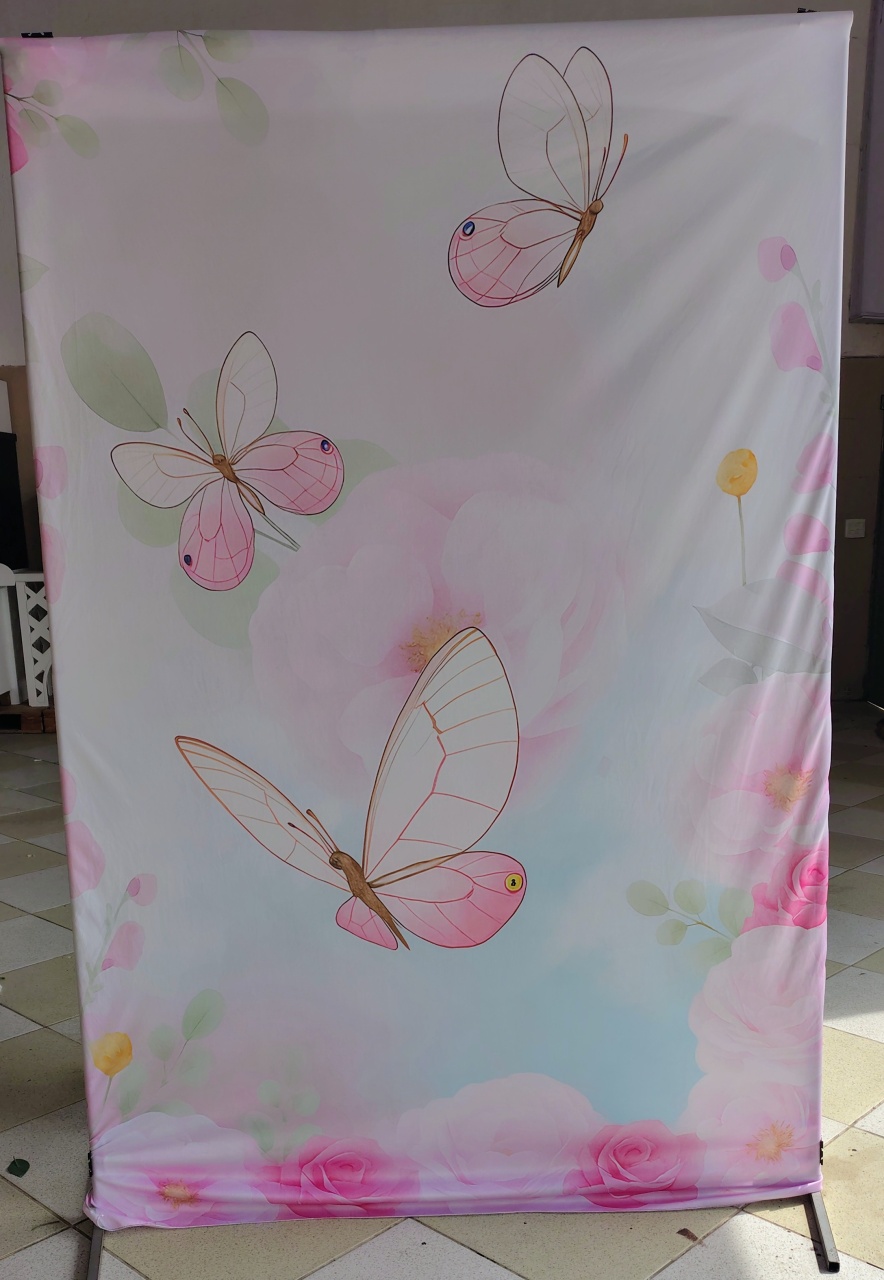Painel Lateral Borboletas Rosa - Brilhar Festas e Locações