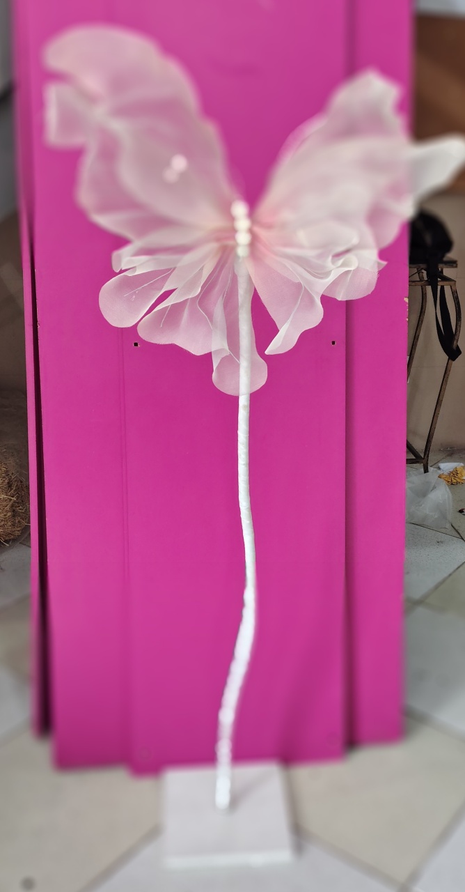 Borboleta de Organza Rosa - Brilhar Festas e Locações