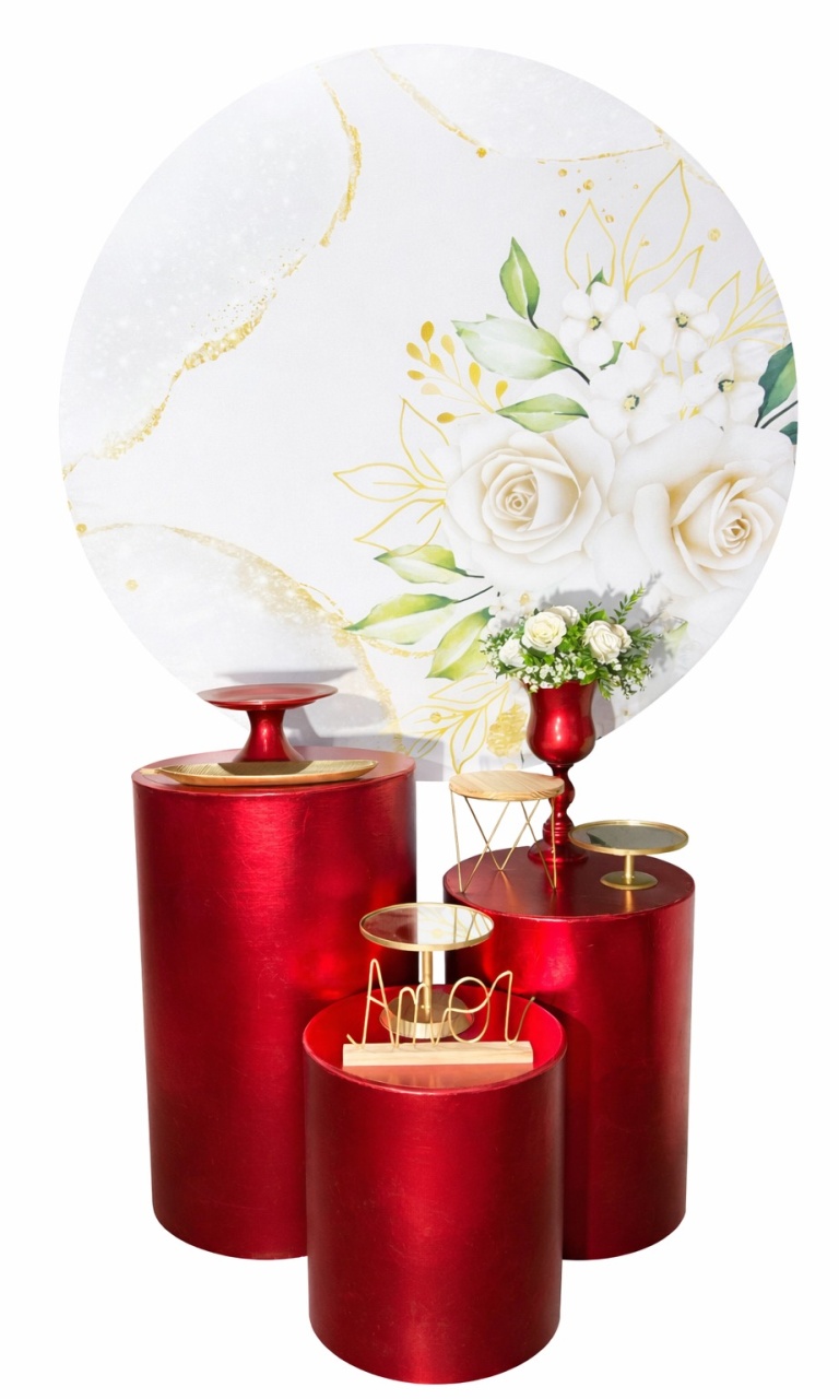 Kit - Vermelho Floral Luxo - daydecorafestas