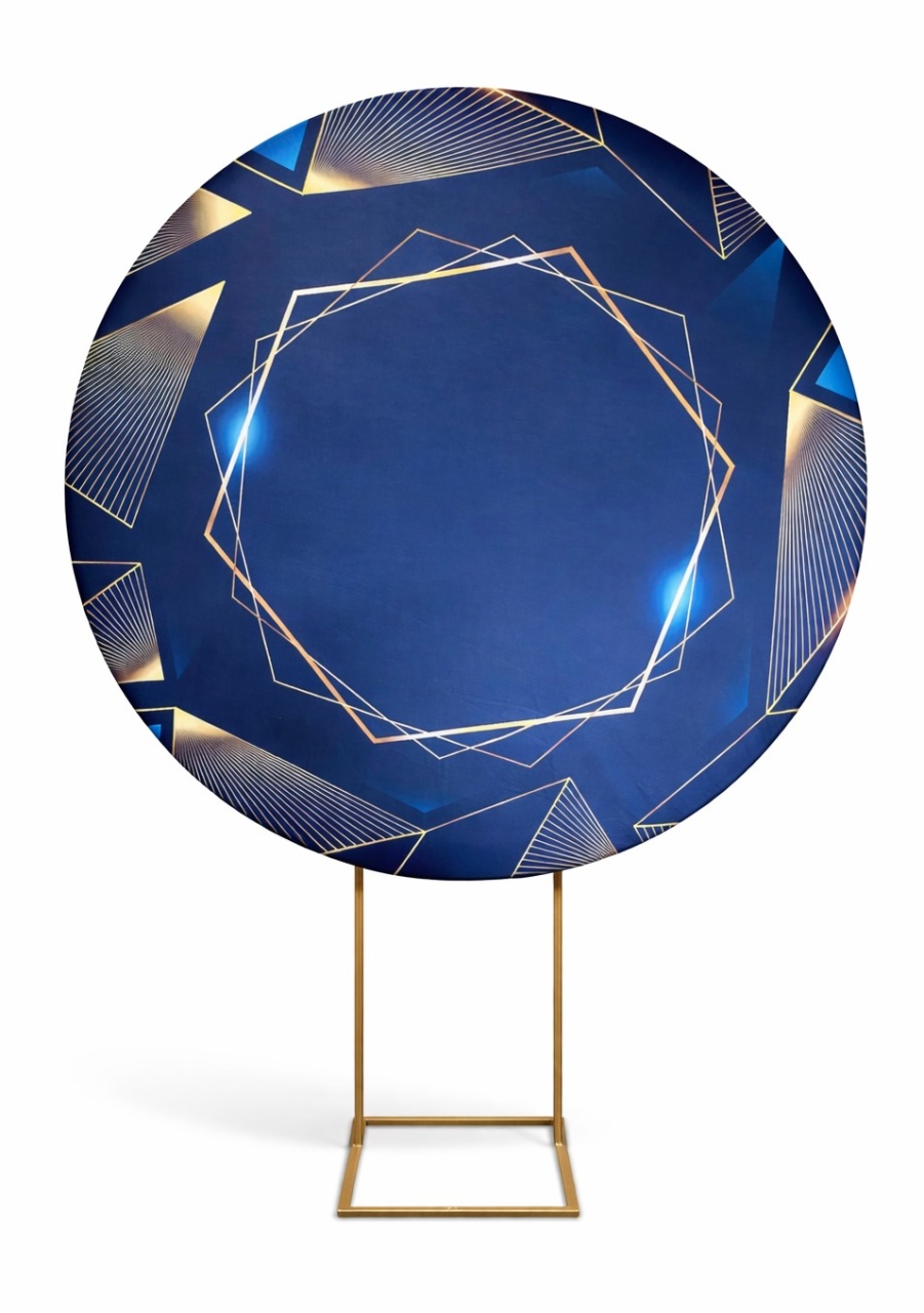 Painel Redondo 1,50 - Azul Escuro E Dourado - daydecorafestas