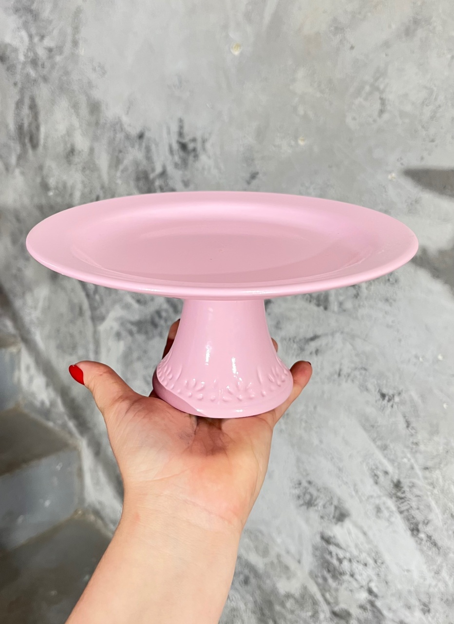 Bandeja Rosa Cerâmica Com Pé - P - daydecorafestas