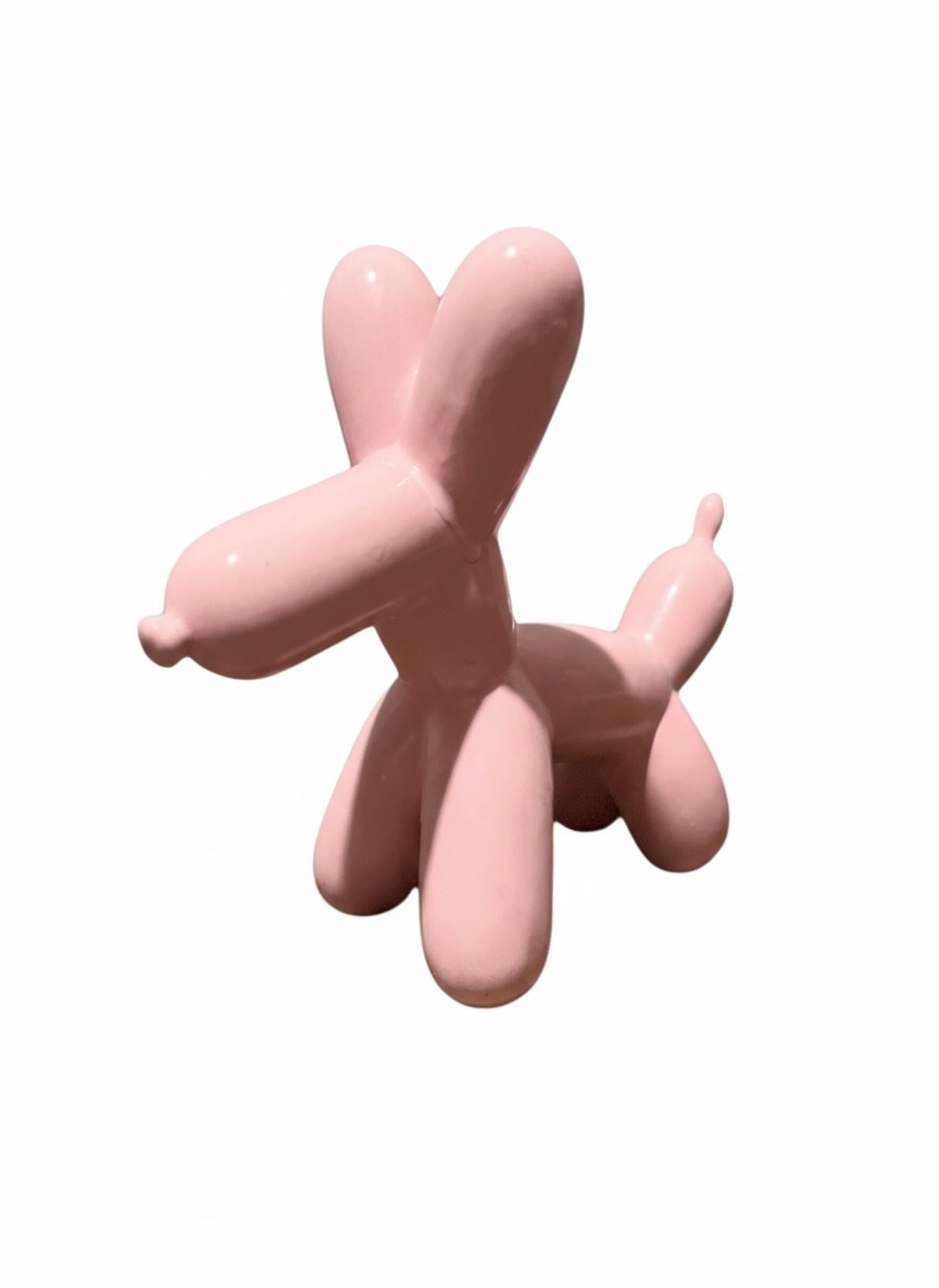Escultura de Balão Cachorro - Rosa - Cerâmica - daydecorafestas