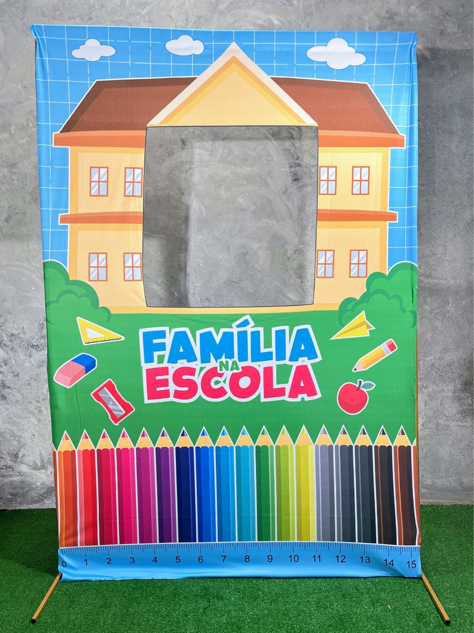 Painel Retangular 2,20X1,50 - Família Na Escola  - Janela Interativa  - daydecorafestas
