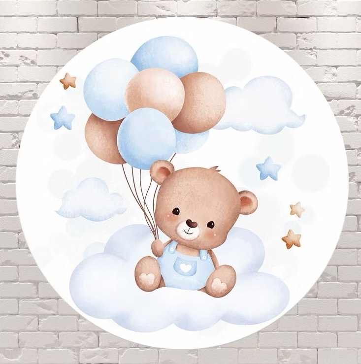 Painel Redondo 1;50 - Urso Com Balões - daydecorafestas