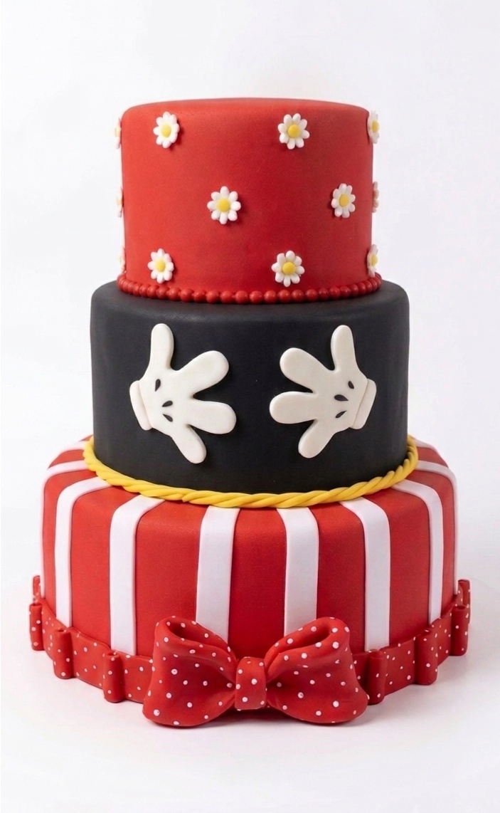 Bolo Fake Biscuit - Minnie Vermelha - daydecorafestas