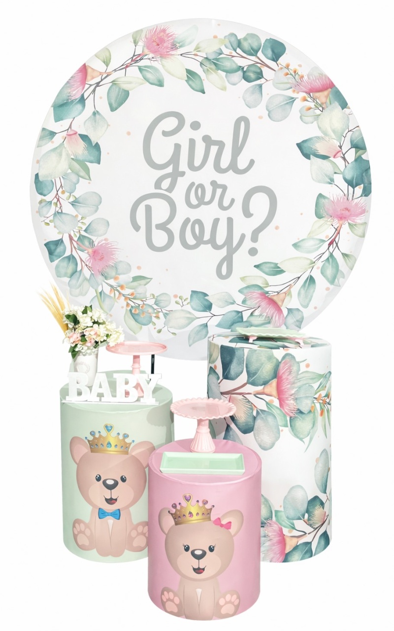 Kit - Chá Revelação Rosa E Verde 1 - daydecorafestas