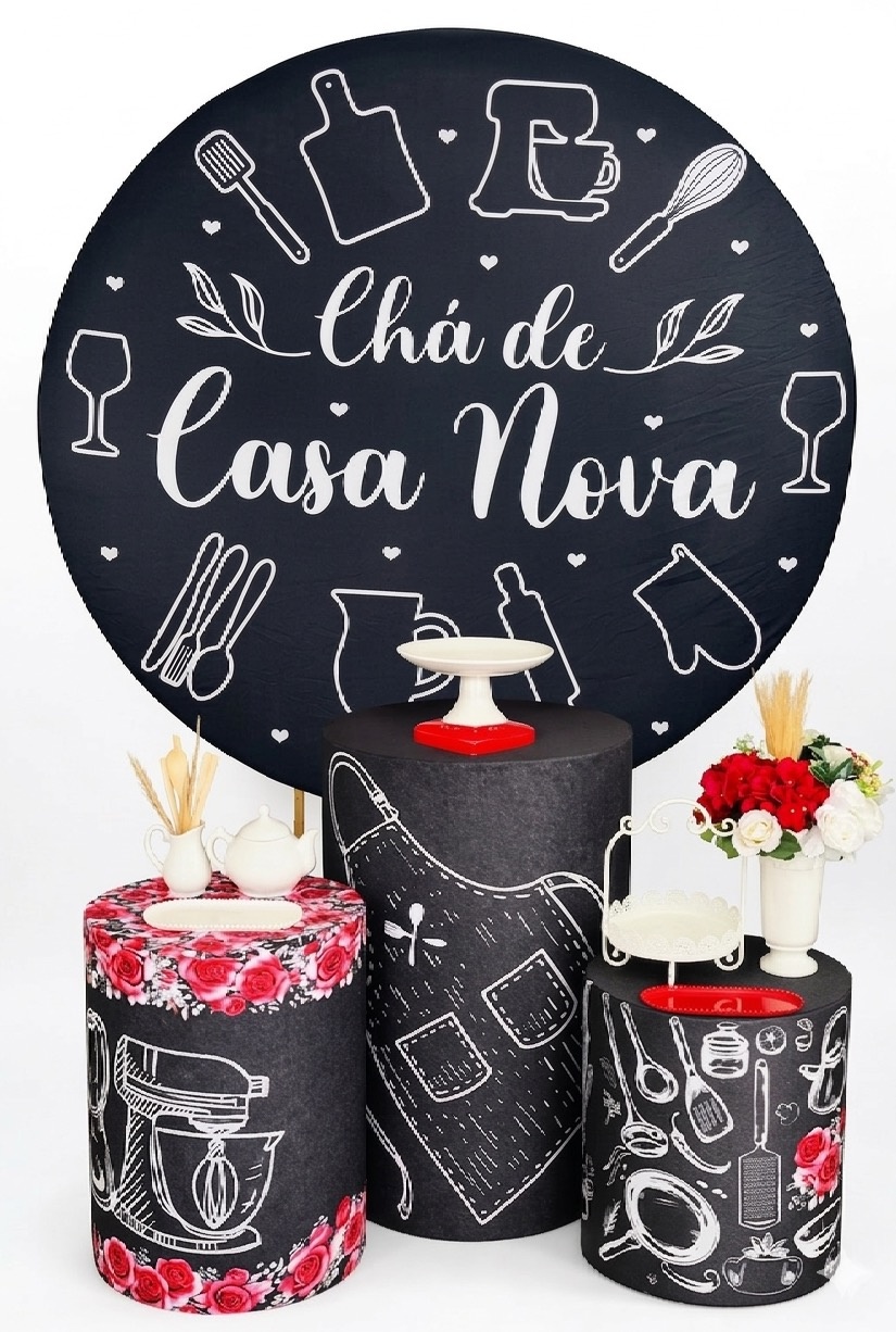 Kit - Chá de Casa Nova Preto E Vermelho 2 - daydecorafestas