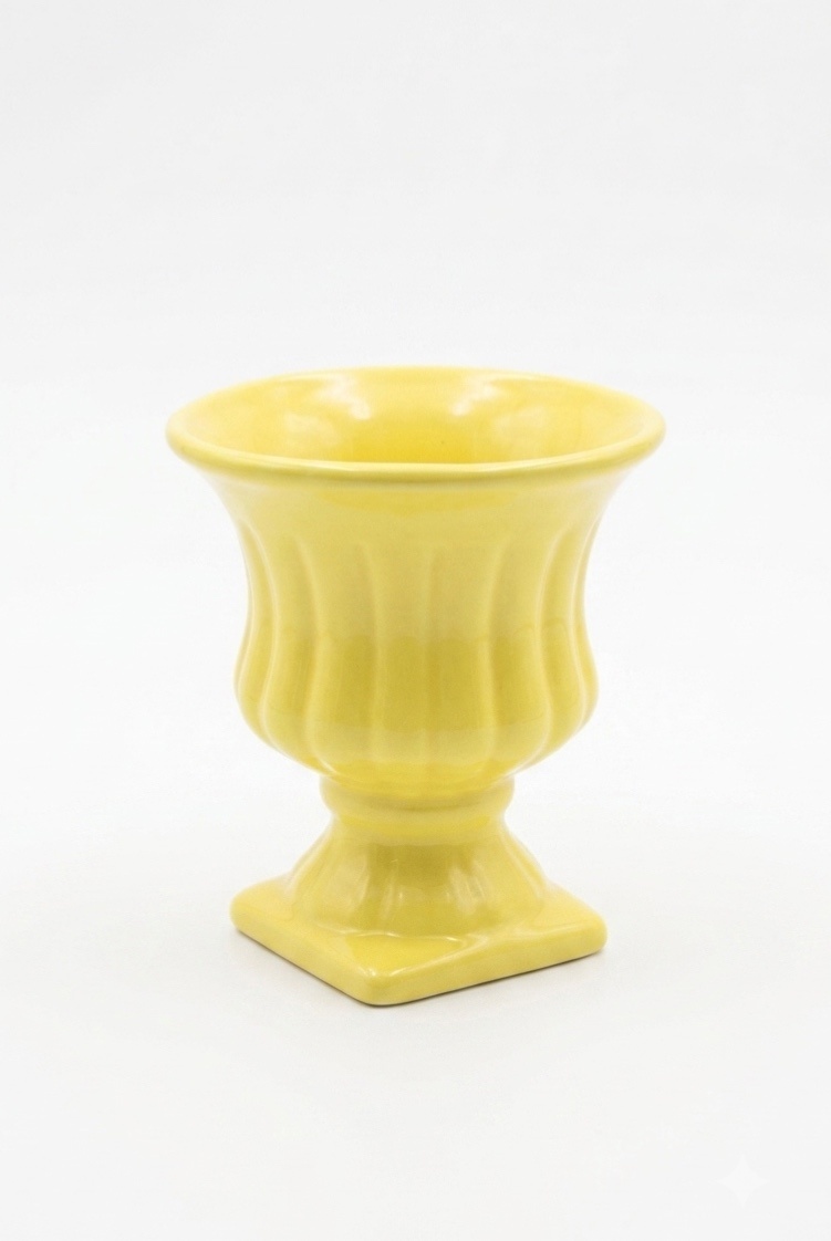 Vaso Amarelo - Cerâmica - P - daydecorafestas