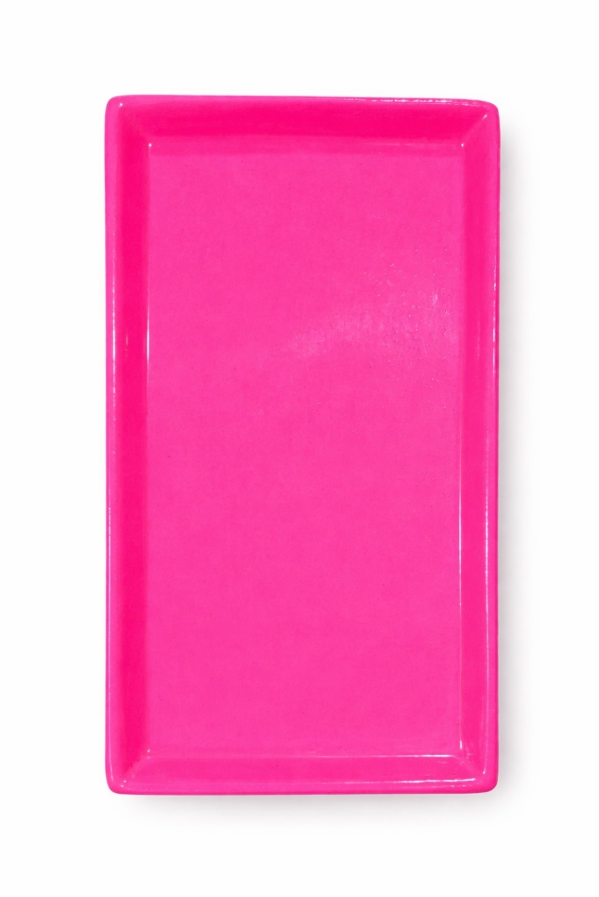 Bandeja Pink Neon Cerâmica Retangular - P - daydecorafestas