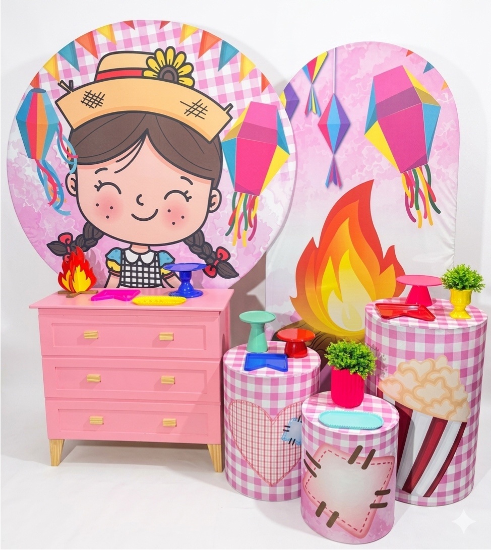 Kit - Festa Junina Rosa Cores - daydecorafestas