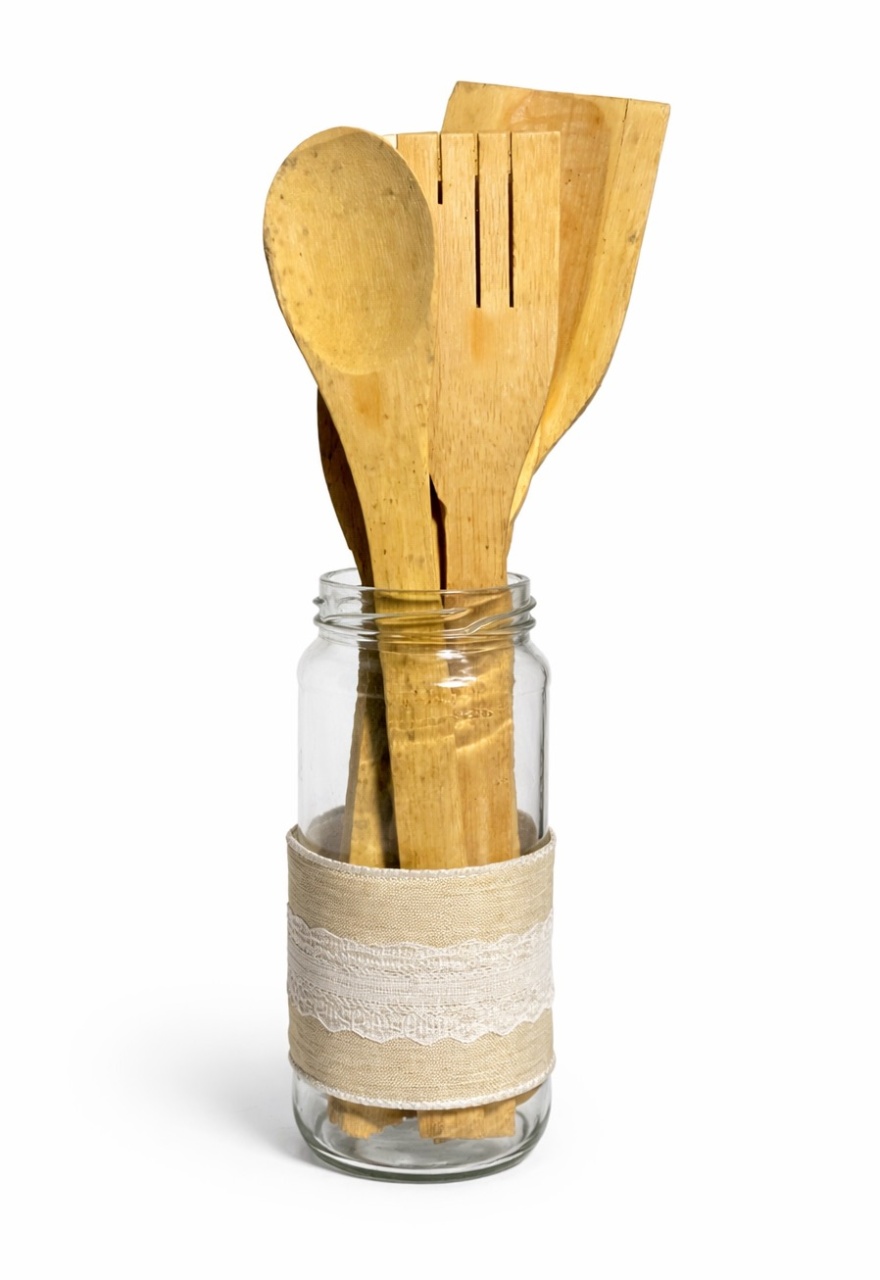 Vaso Vidro Com Colher de Pau  - daydecorafestas