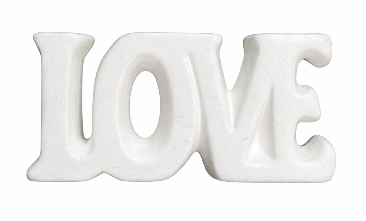 Love - Cerâmica - Branco - daydecorafestas