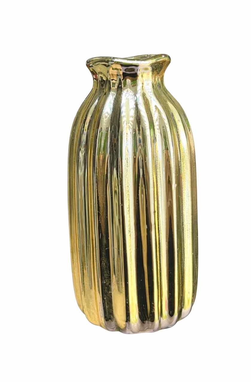 Vaso Cerâmica - Dourado P - daydecorafestas