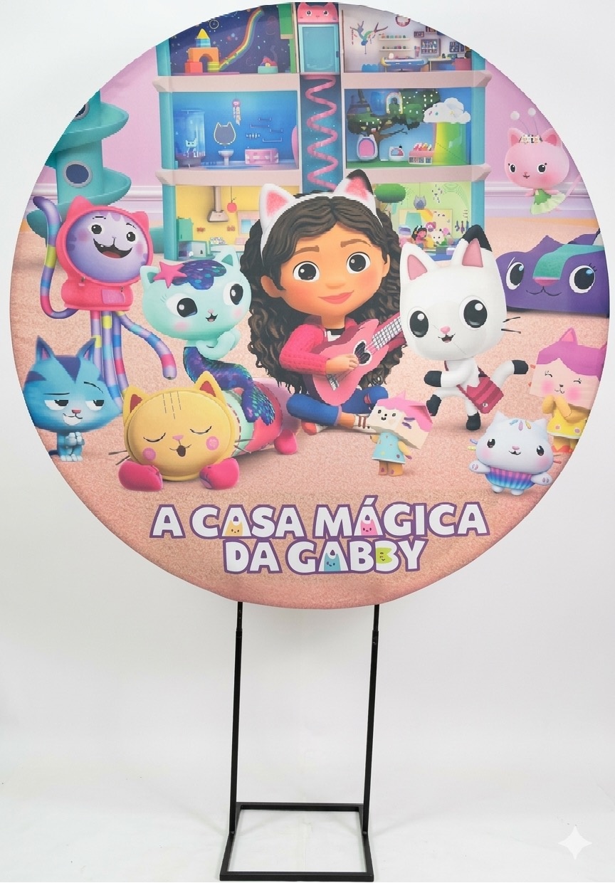 Painel Redondo 1,50 -  A Casa Mágica da Gabby - daydecorafestas