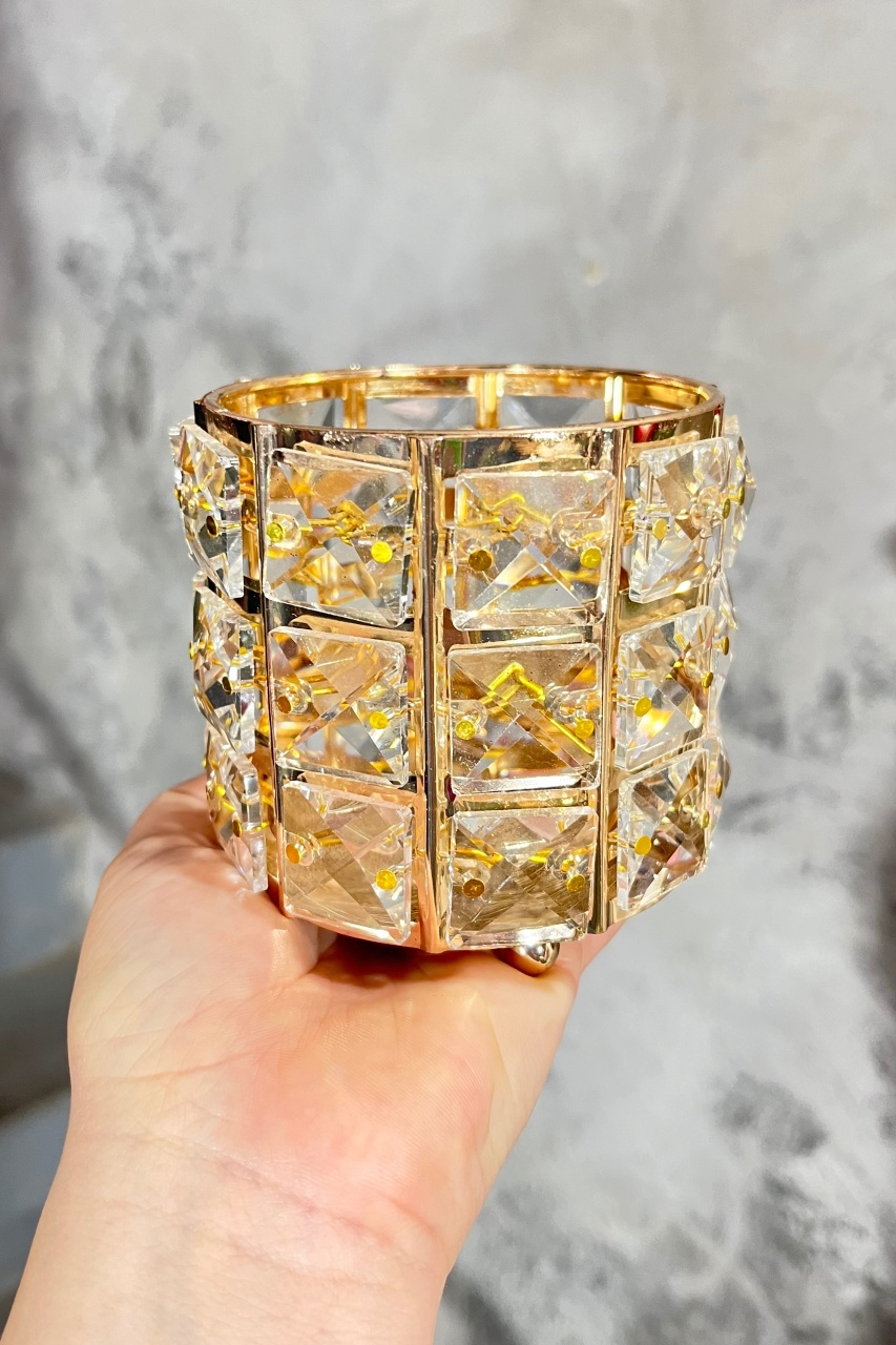 Vaso Dourado Com Espelho - Ferro - P - daydecorafestas