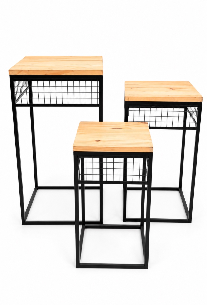 Mesa Ferro Preta - Kit Com 3 - daydecorafestas