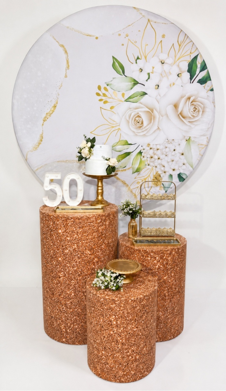 Kit - Floral Rosas Branca E Dourado - daydecorafestas