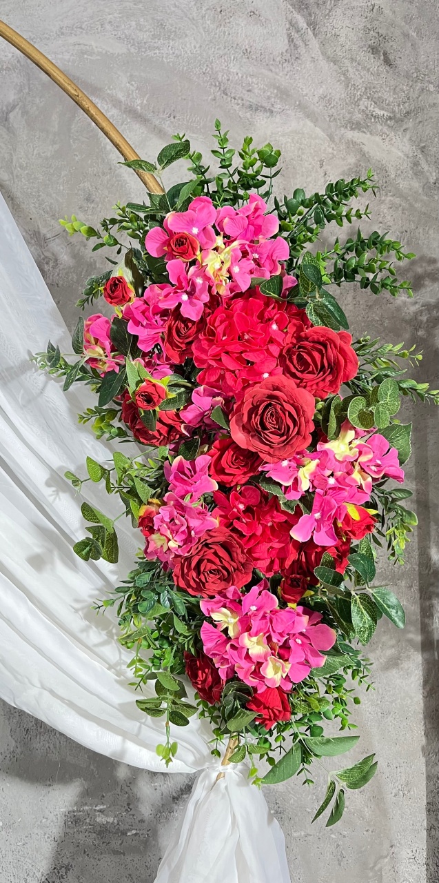 Arranjo de Flores Artificiais M - Pink E Vermelho  - daydecorafestas
