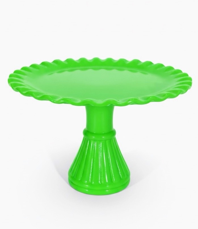 Bandeja Verde Neon - Cerâmica Com Pé M   - daydecorafestas
